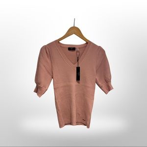 NWT Tahari Viscose Blend Short Sleeve V-Neck Sweater